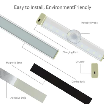 LED Nočno Osvetlitev, USB Polnilne senzor gibanja Omare Omara Svetlobe Brezžični IR Infrardeči Indukcijske Kuhinja Stopnicah Noč Svetilke