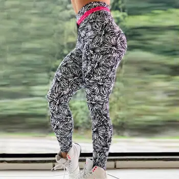 3D Tiskanih hip elastična visoko pasu legging slim verzija Fitnes Gym Teče Joga Hlače Energije Brezhibno Dokolenke Push Up Leggins