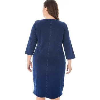 2020 Jeseni ženska Letnik elegantno Mid-dolžina jeansa obleko modne Dame Plus Velikost obleke 4XL 5XL 6XL