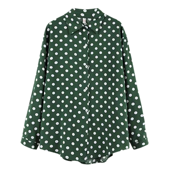 Moda Polka Dot Šifon Majica Jeseni 2021 Nove Ženske Majice z Dolgimi Rokavi Priložnostne Jopico Oblačila Womens Vrhovi in Bluze 10430