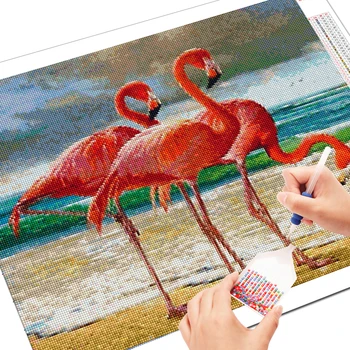 EverShine 5D Diamond Slikarstvo Celoten Kvadratni Živali Diamond Vezenje Flamingo Navzkrižno Šiv Prodajo Doma Dekor Obrt Umetnosti Darilo