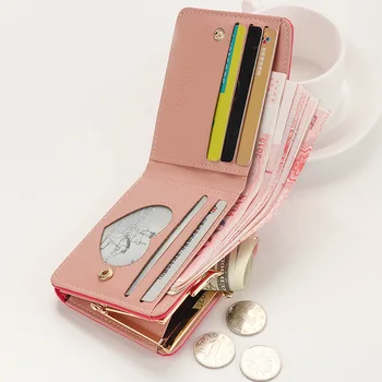 Japonski Multi-funkcijo Žensk Mini Denarnice Candy Barve v obliki Srca Vezenje Ženske Kratke Denarnice Srčkan Kovanec Torbici Sim Paket