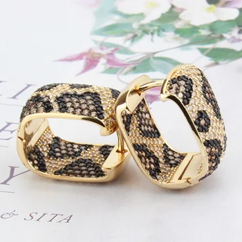 Zlxgirl nakit blagovne znamke Brown breskev leopard poročni nakit uhani višina Dubaj Zlato barvo bakra ušesa piercings bijoux