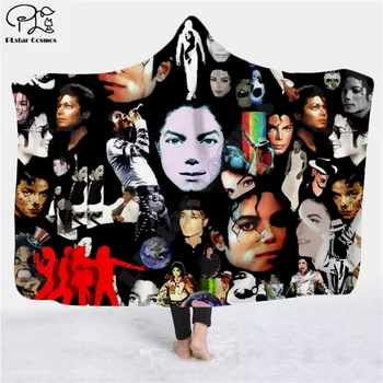 Michael Jackson vzorec Hooded Odejo Odraslih pisane otrok Sherpa Runo Nosljivi Odejo Mikrovlaken Posteljnina slog-4
