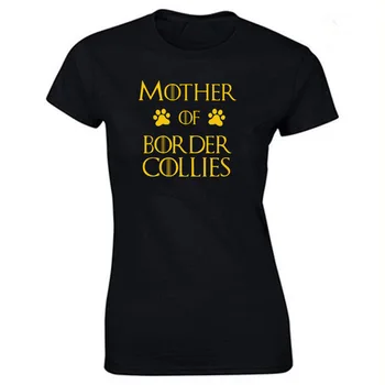 Mati Meji Collies Tiskanja Bombaž Priložnostne Tshirt Ženske Smešno Majica s kratkimi rokavi za Lady Ulične Redno Vrh Tee