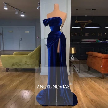Angel Novias Dolgo Elegantno Kraljevsko Modra arabski Abendkleider Večerno Obleko 2020, z Rezanimi Stranka Obleko Vestidos De Noche