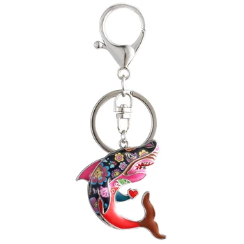 Marte&Joven Edinstveno Shark Keychain Darila za Ženske, Dekleta Multicolor Emajl Sea Life, Nakit Ribe Čar Keyring