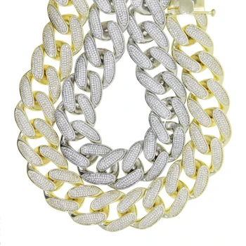 Ledeni iz bling cz zajeziti povezavo verige Zlate Srebrne barve rhinestoned miami hip hop kubanski 30 mm ogrlica za ženske rap darila nakit
