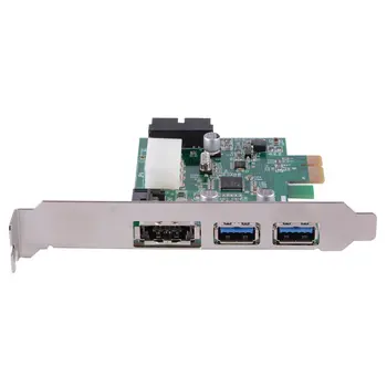 PCIe Dvojni USB 3.0 & 1 Port Power eSATA Širitev Kartico Controller Hub kartica z Notranji 19-Pin Priključek Za Namizni RAČUNALNIK