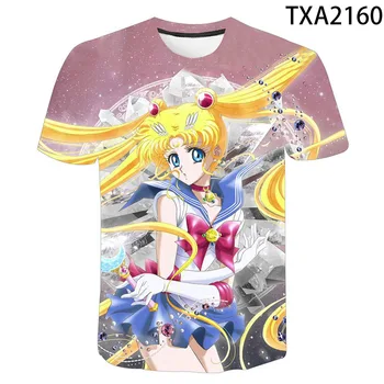 Risanka Sailor Moon Novi 3D Majice Priložnostne Fant dekle Otroci Moda Ulične printed majica s kratkimi rokavi Moški Ženske Otroci Kul Vrhovi Tee