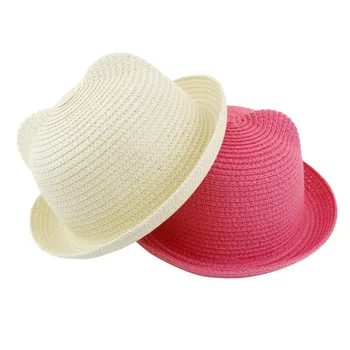 Uho dežnik klobuk poletni klobuk Otrok slamnik baby klobuki fant in dekle Poletje Skp Otroci Trdna Plaži Panama Kape Starš - otrok