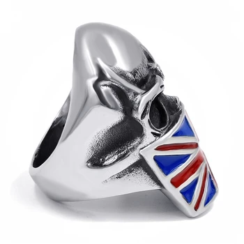 Mens Fantje, Silver inox Obroč združenega KRALJESTVA velika Britanija Zastavo Masko Lobanje Modni Nakit velikost 7-15