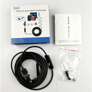AN100 3in1 Endoskop 5,5 mm 6 LED Tpye-c Android PC USB Nepremočljiva Endoscopio Pregledovalna Kamera Mehko Trde žice, borescope