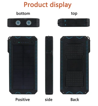 LiitoKala Lii-D002 Prenosni Sončne Energije Banke 20000mah Za Xiaomi 2 Iphone Zunanje Baterije Powerbank Nepremočljiva Dvojno USB