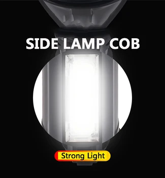 10000LM 4 Načini Močno Svetlobo Svetilka USB Polnjenje Flashlamp COB Delo Svetlobe, 500m Dolgega dosega baterijska Svetilka Z Vgrajeno Baterijo