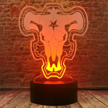 Črna Detelja Model 3D Iluzije LED Nočna 7 Barv Spreminjanje Spalna Lučka Yami Risanka Figruas Igrače za Otroke