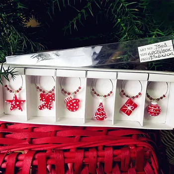 6pc po Meri, Murano stekla Snjegović Božič Figur obroči obesek novo leto stranka dekoracijo kozarec Vina čare marker nastavite