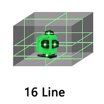 16 Linij 4D Zeleni Laser Raven Horizontalne & Navpično Križ Vrstice S samo-Izravnavanje 360 Stopinj, Za v zaprtih Prostorih In na Prostem Orodje
