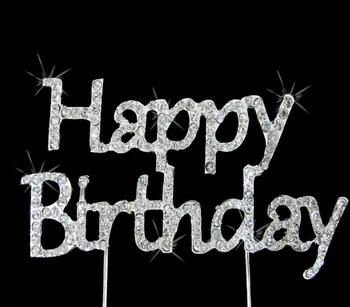 Happy Birthday Cake Nastavite Srečen Rojstni Dan Torta Vstavi Kristalno Torto Nastavite Srebro Svetleči Okraski Stranka