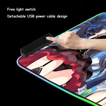 XGZ Velike RGB Anime Gaming Svetlobna Mouse Pad Black Zaklepanje Rob Strip Seksi Loli Krilo Meri Računalniški Mizi Mat Gume Non-slip Xxl