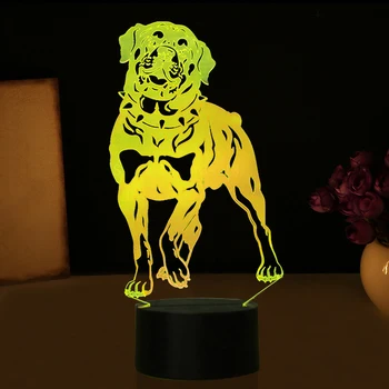 3D Vizualni Led Ustvarjalne 7 Barva Spreminja, Rottweiler Pes namizne Svetilke Živali Nočne Luči Spalnica Otrok Spanja Razsvetljavo Dekor Darilo