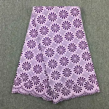 Nigerijski čipke tkanine 2019 lilac purple švicarski čipke visoke kakovosti švicarskega bombaž voile vezalke švica 069 bombaž 5yards