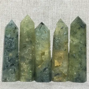 Naravni Stolp Zelena Prehnite Geode Quartz Crystal Doma Dekor Oprema Kamen Darilo Palico Stolpec Zdravljenje Obelisk, Zdravljenje Palico