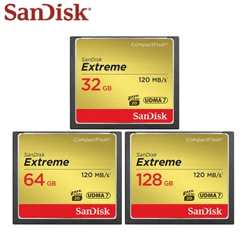 SanDisk Pomnilniško Kartico Extreme Compact Flash Card 16GB 32GB 64GB 128GB CF Kartica VPG-20 120MB/s Za Bogato 4K In Full HD Video