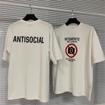 2020FW VETEMENTS ŠT SOCIALNIH MEDIJEV majica s kratkimi rokavi Moški Ženske 1:1 Visoke Kakovosti VTM Vrh Antisocialne Logotip VETEMENTS T-majice