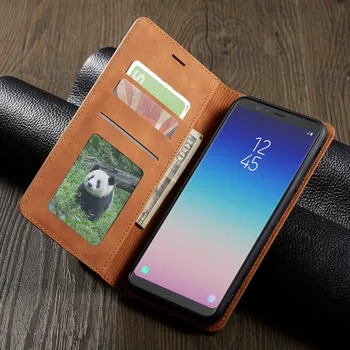 Luksuzni Magnetni Flip Usnjena torbica za Samsung Galaxy J4 Plus 2018 Coque Kartico sim Denarnice Silikonski Pokrovček Telefona J4plus 360 Funda