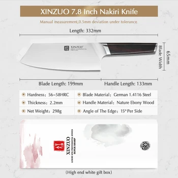 XINZUO 7.8 palčni Rezanjem Nož Kuhinjski Kuhar Nožev iz Nerjavečega Jekla, Kovane Mesa Cleaver Nakirir Kabelski Nož z Ebony Ročaj