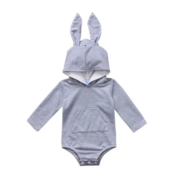 Baby Bodysuit!! Newborn Baby Toddler Dekle, Fant Hooded 3D Zajec Bodysuit Tople Bombažne Obleke Sunsuit Velikost 0-24M