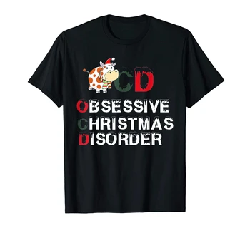 OCD Obsesivno Božič Motnje Krava T-Shirt-moška T-Majica-Črna