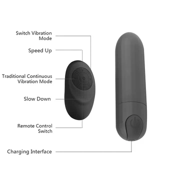 Mini Bullet Vibrator Za Ženske 10 Hitrost G Spot Klitoris Stimulacije Massager USB Zaračuna Daljinski upravljalnik Vibratorji Sex Igrače Za Ženske