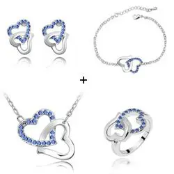 Fine nakit QiLeSen ženska moda in ženske 925 sterling srebrni nakit, Avstrijski sea modra kristal poroko srce s srcem obleko s048