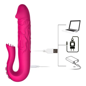 OLO Simulacije Dildo, Vibrator Teleskopsko Vrtenja G-spot Masažo Vagine, Klitoris Stimulator Jezika Lizanje Sex Igrače za Ženske