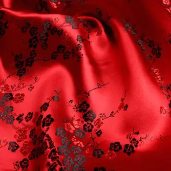 90 cm*100cm brocade tkanine Stari kostum oblačila cheongsam tkanin, svile tkanine rdeče ozadje črno plum blossom obleko