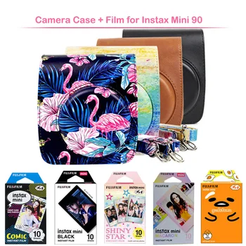 Geniune Fujifilm Instax Mini Instant Barvni Film z Zaščitno PU Usnje za Fotoaparat torba Torba za Fuji Instax Mini 90 Kamera