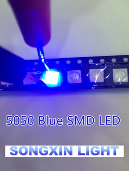 1000PCS led diodo 5050 smd modra/smt plcc-6 3-čipi ultra bright light-emitting visoke kakovosti diode 460-470NM 5.0*5,0 MM MODRA 5050