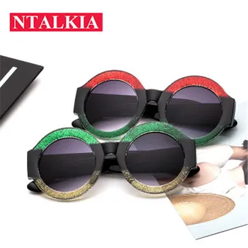 Barvita Bleščicami, okrogla sončna očala 2018 luksuzne modne znamke oblikovalec Kristalno Gradient rdeča črna zelena očala za sonce moških očala