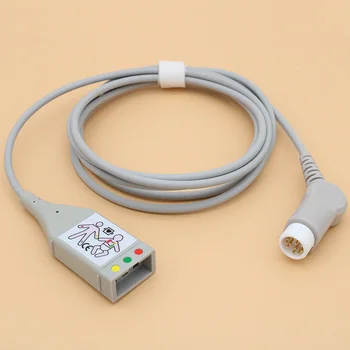 12P M1500A M1510A EKG EKG 3 Vodi trunk cable in leadwire za HP VM4/V24/M3001A/M4735A/78352C,AHA/IEC,snap/posnetek.