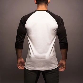 Moški T-Shirt Obleko Poletje Bela Črna O-Vratu Priložnostne Tiskanje 3/4 Rokav Mozaik Cotton Tee Shirt 004
