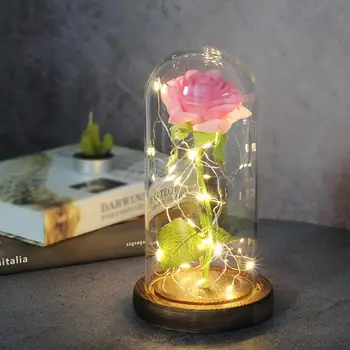 2020 Valentinovo Darilo Lepota in Zver Cvet Vrtnice V Stekleno Kupolo, Led Lučka za Dekoracijo Najboljše Darilo za Punco