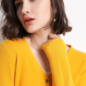 Jeseni nov pulover ženske ' s cardigan kratek pulover barva dolgo sleeved krog Proti-vrat slim slim plašč jakna