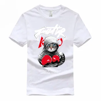 Boksar mačka Euro Velikost Bombaža T-shirt Poletje Priložnostne O-Vratu Kratkimi rokavi Tshirt Za Moške In Ženske GMT040