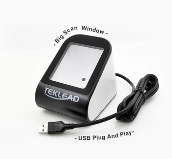 TEKLEAD Samodejno 2D črtne kode Skener Hands-Free USB QR Bralnik Črtnih kod za Mobilno Plačevanje za Shranjevanje, Supermarket,Restavracije