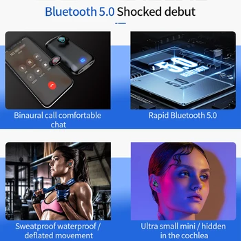 Brezžični V5.0 Bluetooth 6000mAh Napolnjenosti Baterije Primeru Slušalke HD Stereo Slušalke Športne Vodotesne Slušalke Z Dvojno Mic Novo