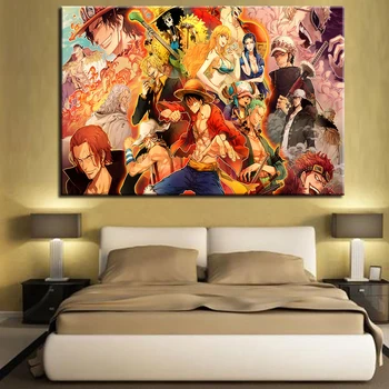 Platno Modularni Slike Wall Art 1 Plošča Anime Enem Kosu, Plakati, Dnevna Soba HD Natisne Monkey D. Luffy Slikarstvo Okvir Doma Dekor