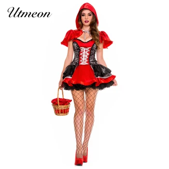 Odrasle Ženske Festival Stranka Obleko Rdeča Kapica Halloween Kostum Pravljica Cosplay Kostum