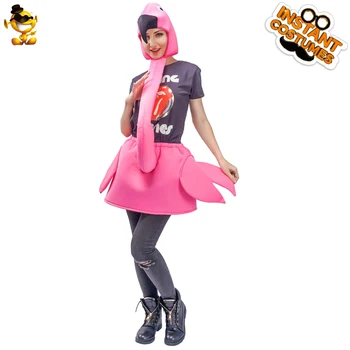 Unisex Odraslih Cosplay Flamingo Kostum Halloween Ženske Smešno Stranka Roza Plemenito Flamingo Jumpsuit Karneval Ženski Lady Maskota Obleke